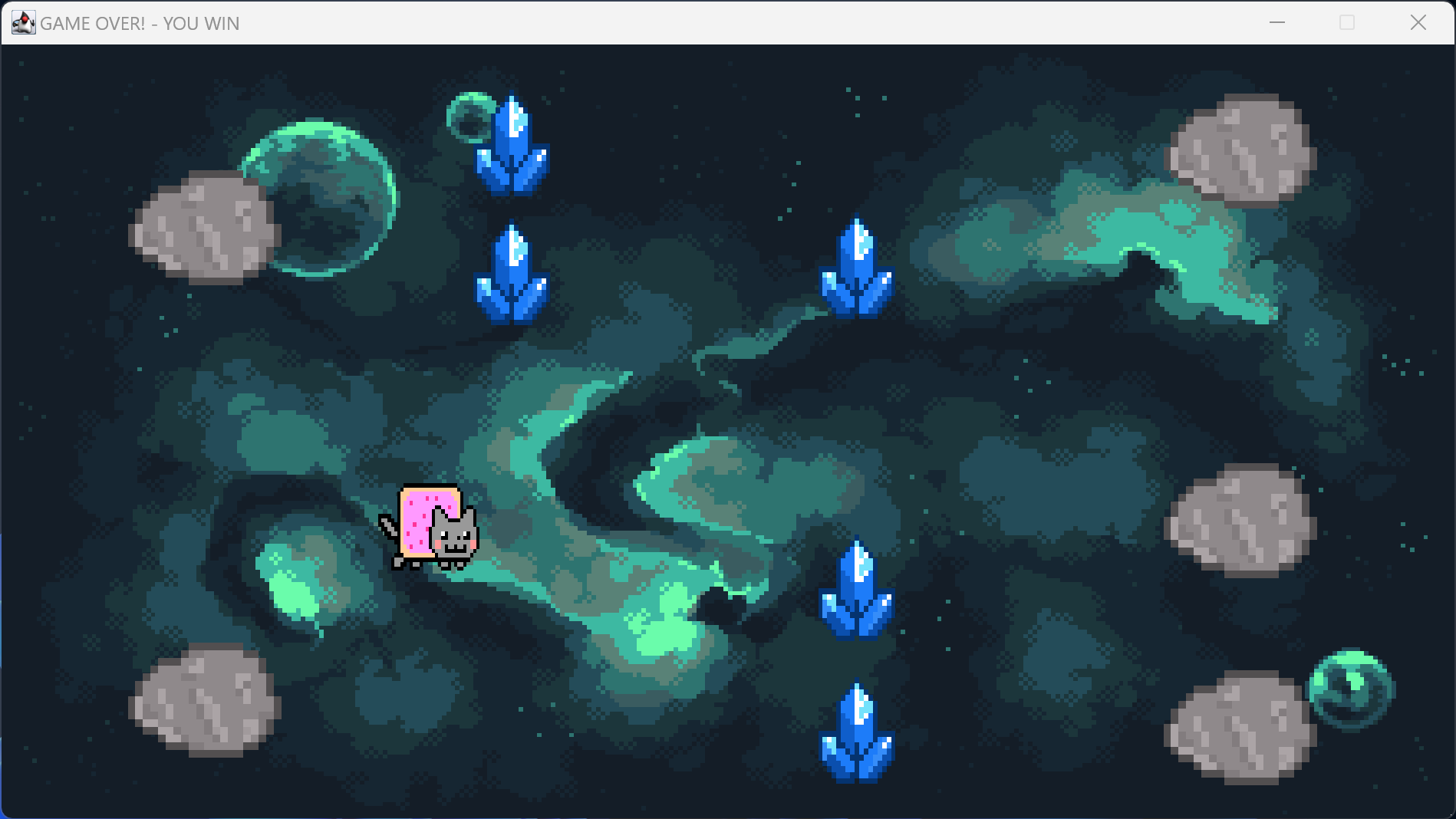 Screenshot of Java implemented scrolling game created by Olivia Malcolmson.